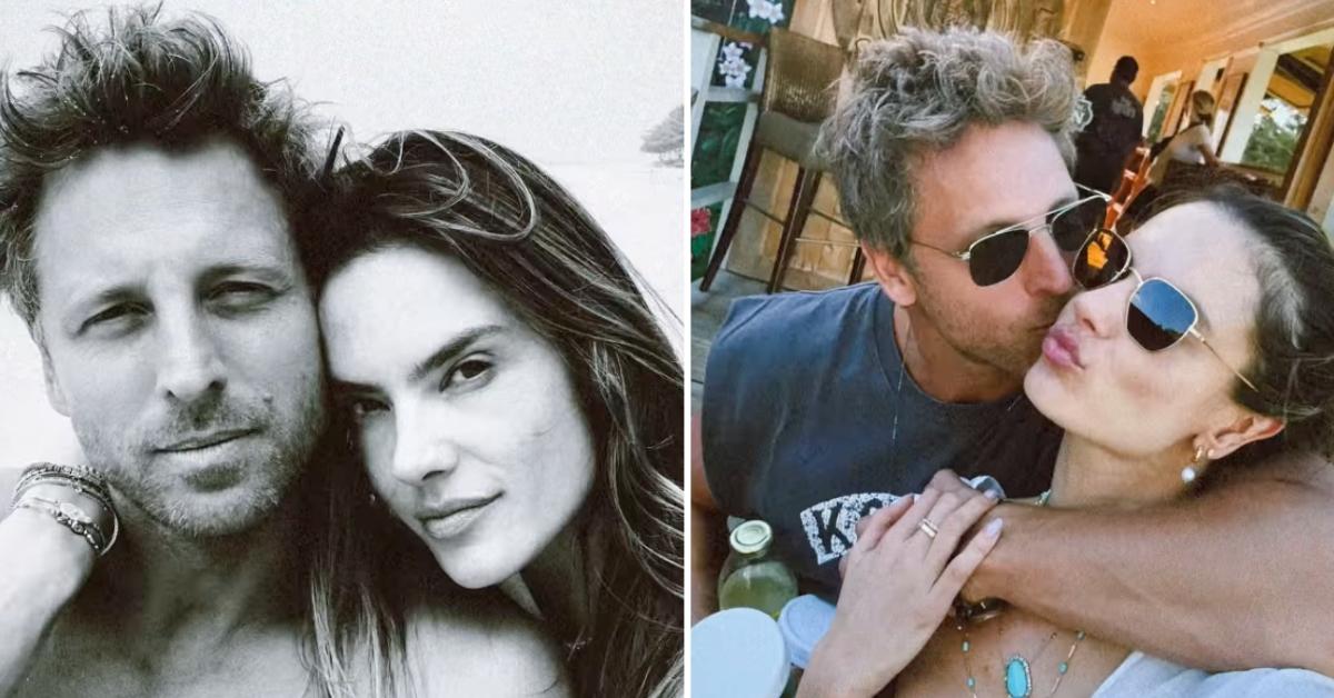 Two photos of Alessandra Ambrosio and Buck Palmer