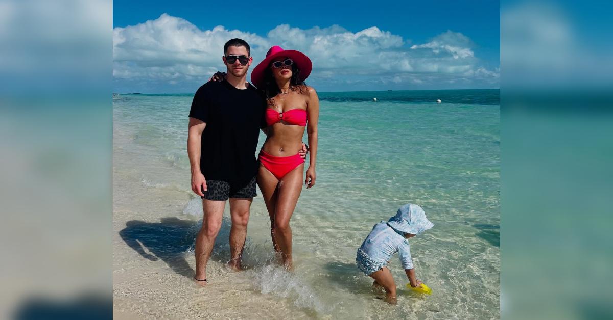 priyanka chopra red bikini body vacation nick jonas daughter photos