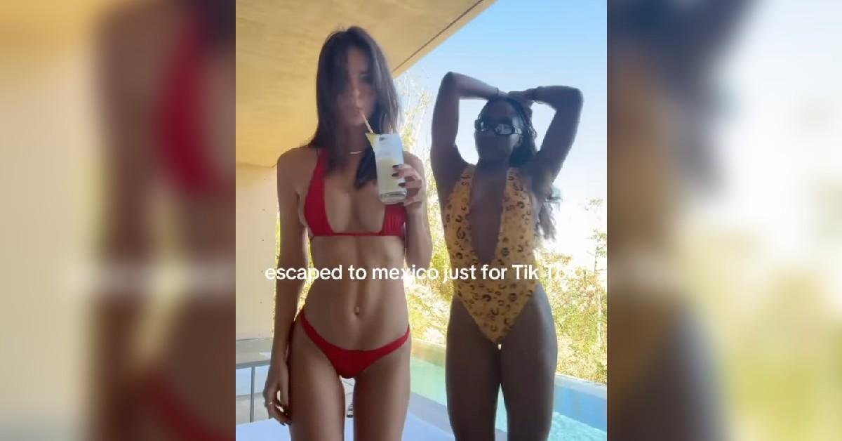 emily ratajkowski spills out bikini shows off toned body mexico photos