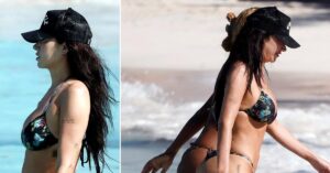 Stassie Karanikolaou Shows Off Her Curves and Backside in Tiny Floral Bikini While on Vacation in St. Barts: Photos