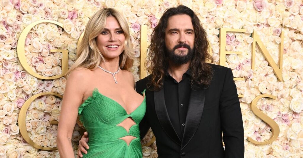 Heidi Klum Turns Heads in Cleavage-Baring Gown Alongside Husband Tom Kaulitz at 2025 Golden Globes: Photos