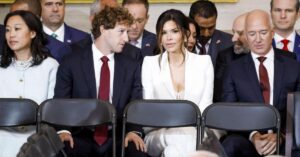 Mark Zuckerberg Caught Ogling Lauren Sánchez's Cleavage While Sitting Next to His Wife at Donald Trump's Inauguration